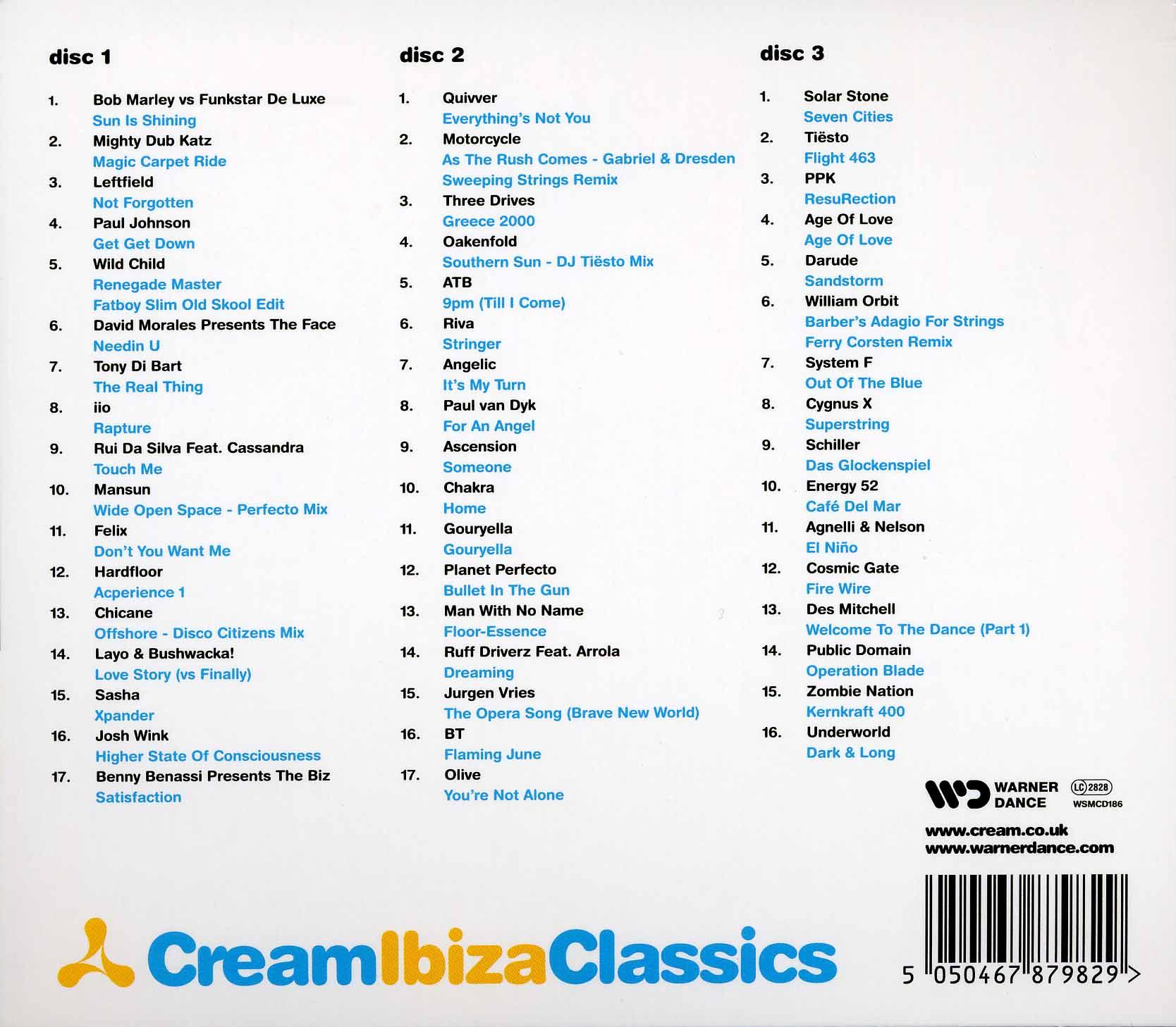 Cream Ibiza  Classics 2005 Various : Back